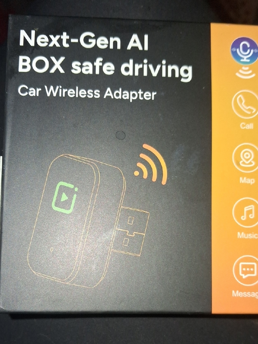 Next-Gen AI BOX Safe Driving Car Wireless Adapter - Black